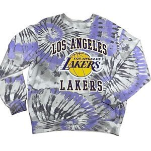 Hybrid Los Angeles lakers NBA tie dye crew neck sweatshirt size medium